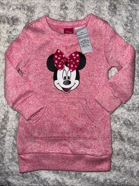 2T vintage Disney Pink Minnie Mouse Pullover Hoodie Dress for Kids